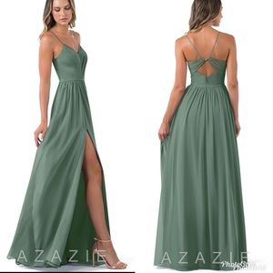 Azazie Cora Dress in Eucalyptus wore once